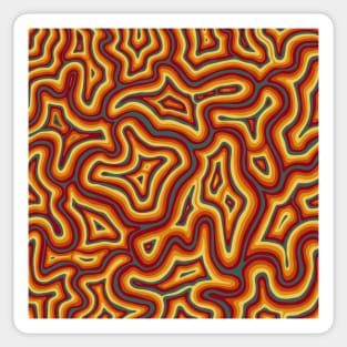 Red Orange Yellow Green Groovy Autumnal Liquid Marble Swirl Sticker